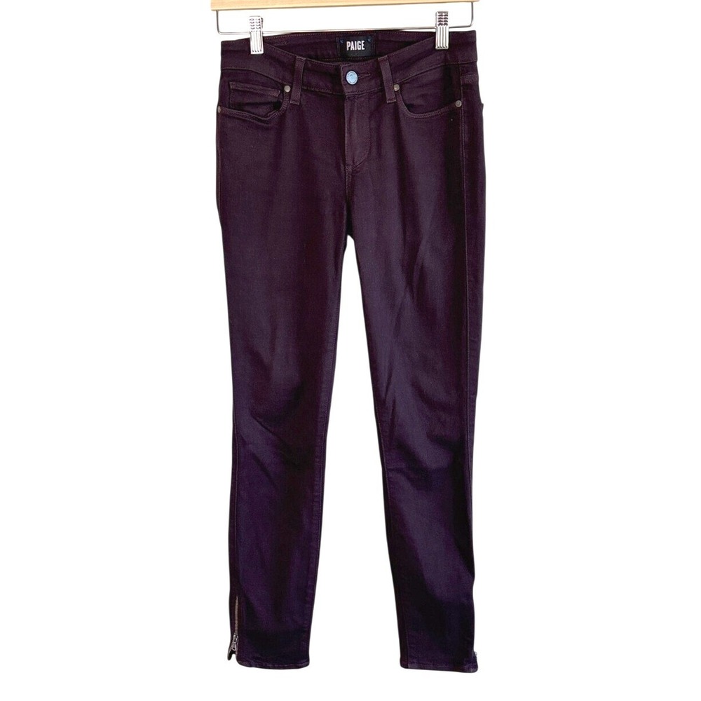 Paige Verdugo Ankle Jeans Purple 27 Skinny Ankle Zip Mid Rise Consign